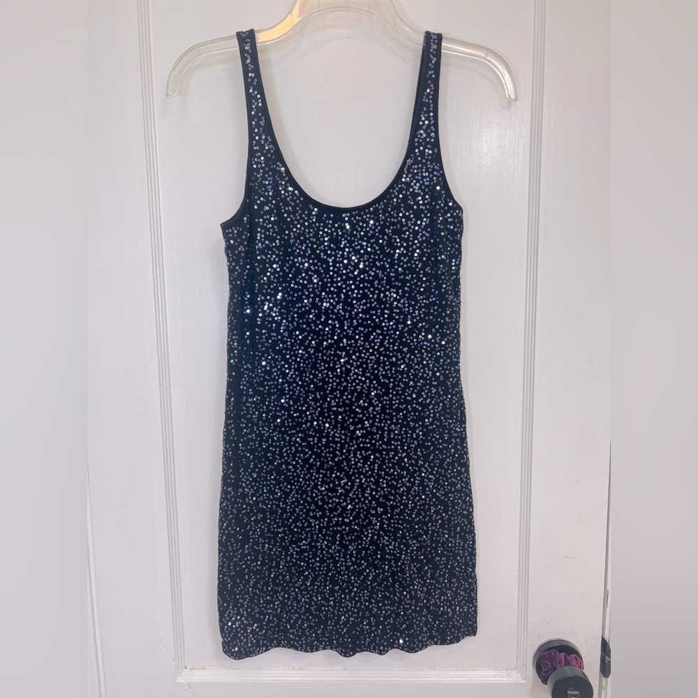 Scoop neck sequin little black dress from Express, size x-small
